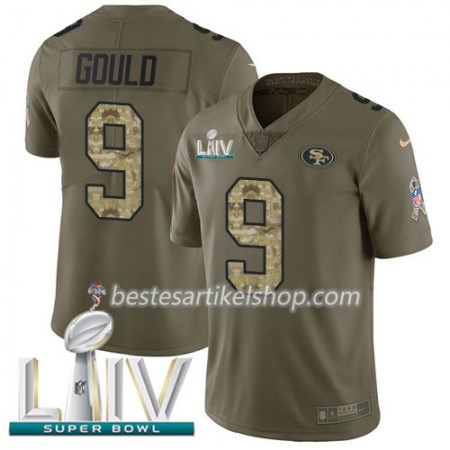 Herren San Francisco 49ers Trikot Robbie Gould 9 Nike 2017 Salute To Service 2020 Super Bowl LIV